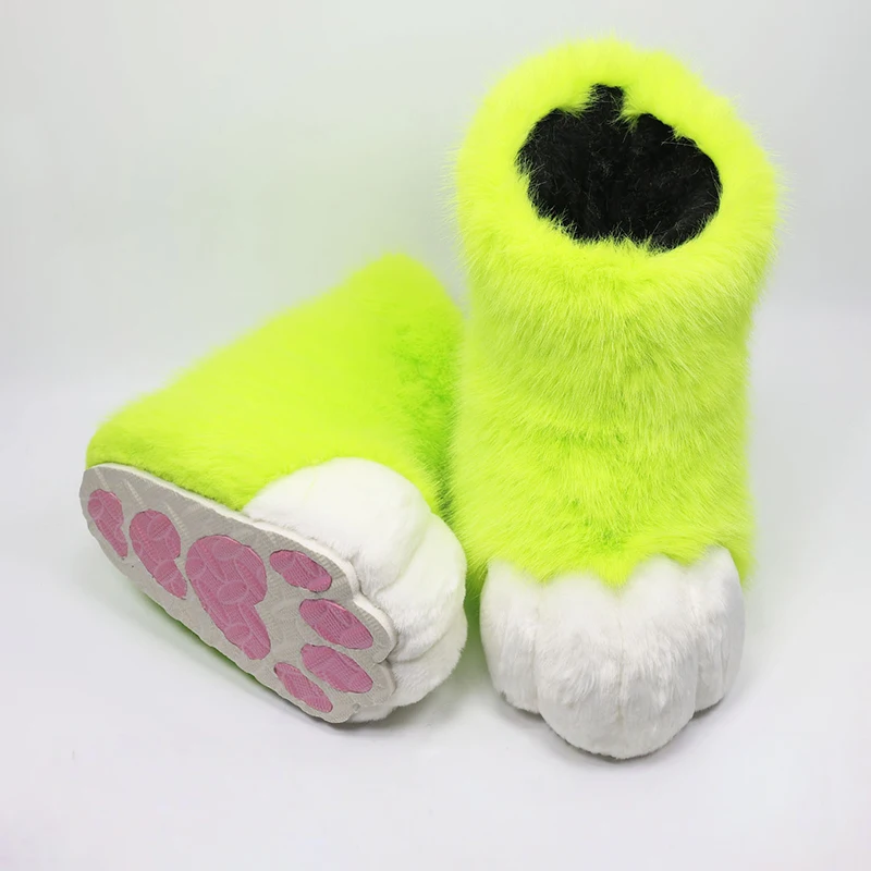 Harige Kat Poot Schoenen Pluizige Laarzen Meisjes Schoenen Beest Poot Schattig Pluche Kig Fursuit Dierenvoet Sokken Anime Party Cosplay Kostuum