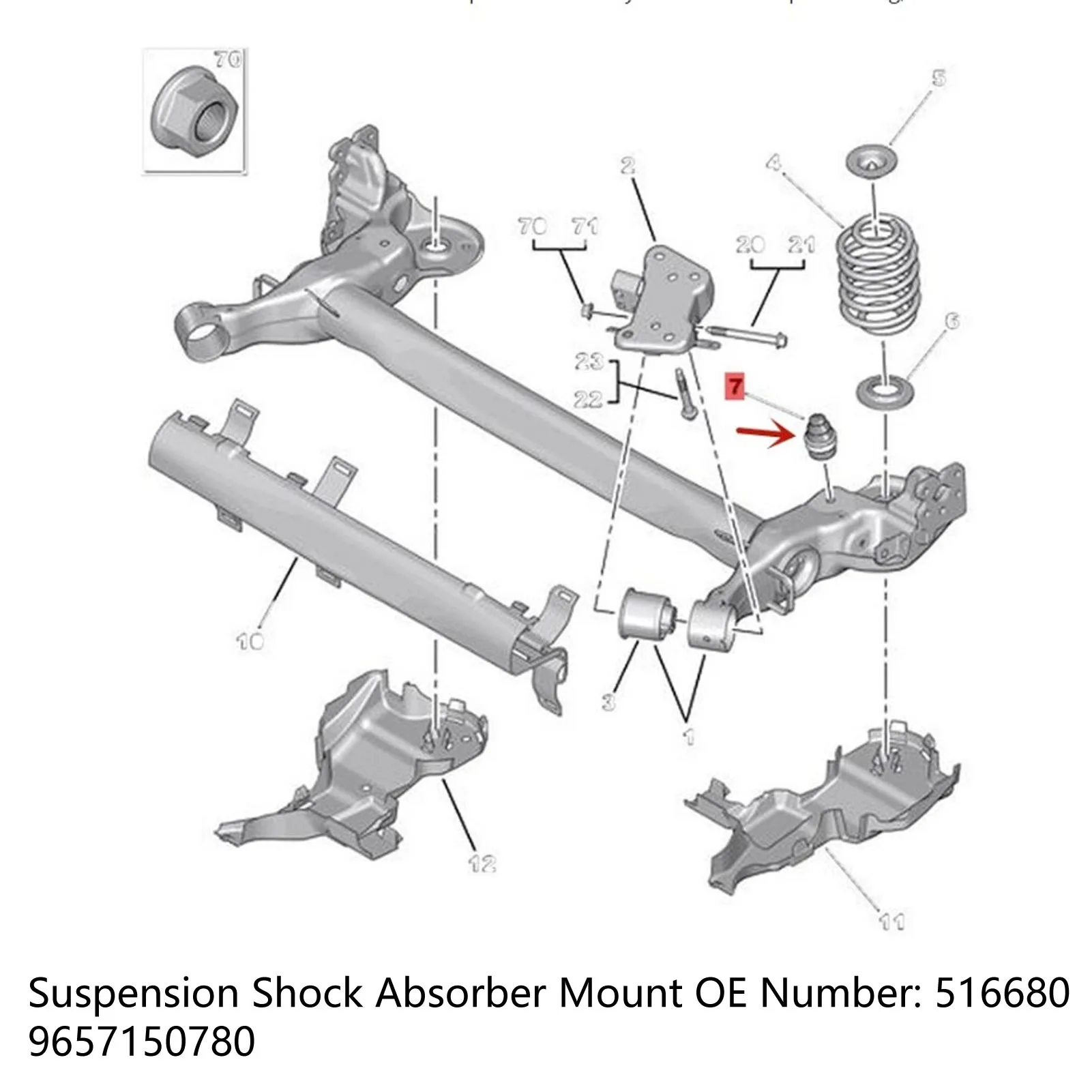 2Pcs Rear Axle Suspension Rebound Rubber Buffer Block 516680 9657150780 for Citroen C3 C-Elysee  for Peugeot 207 301 2008