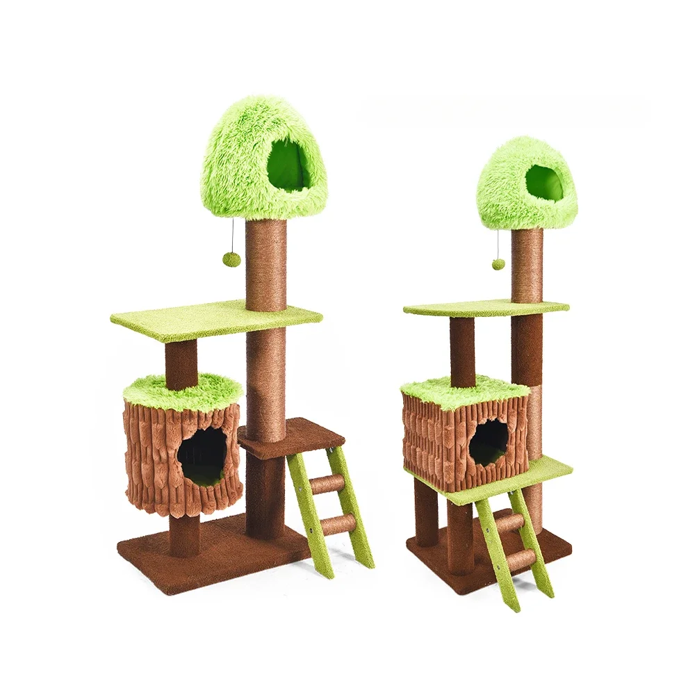 

*---OEM Green Extra Large Cat Tree Xxl Texture Velvet Multi-Level Cat Climbing Tower Condos Thick Sisal Scratching Posts