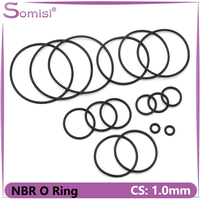 50/100pcs NBR O Ring Nitrile Rubber Gasket Thickness CS 1.0mm OD 3~50mm Black Round Corrosion Oil Resist Sealing Washer O Rings