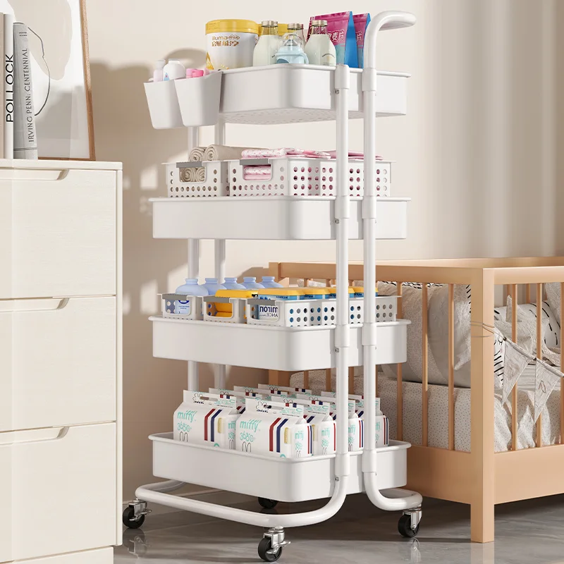 Custom Small Cart Storage Rack Kitchen Floor Multi-layer Bathroom Toilet Mobile Bedroom Snack Storage Rack