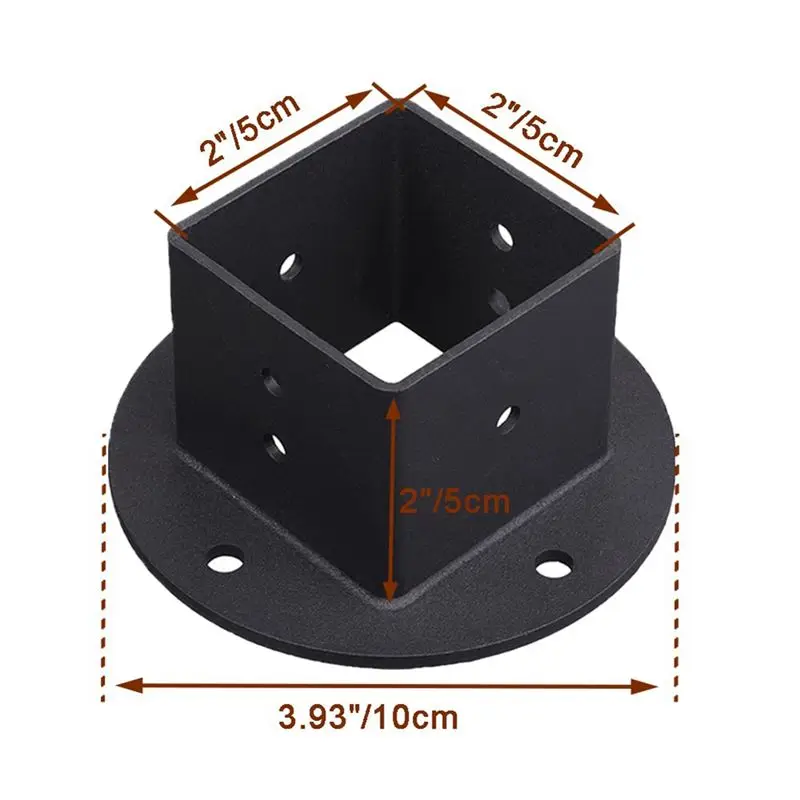 Top Sale 2Pcs 2X2 Square Fence Pole Flange Base Pergola Post Base Brackets Kit,Heavy Duty Wall Mount Post Anchor Base Brackets