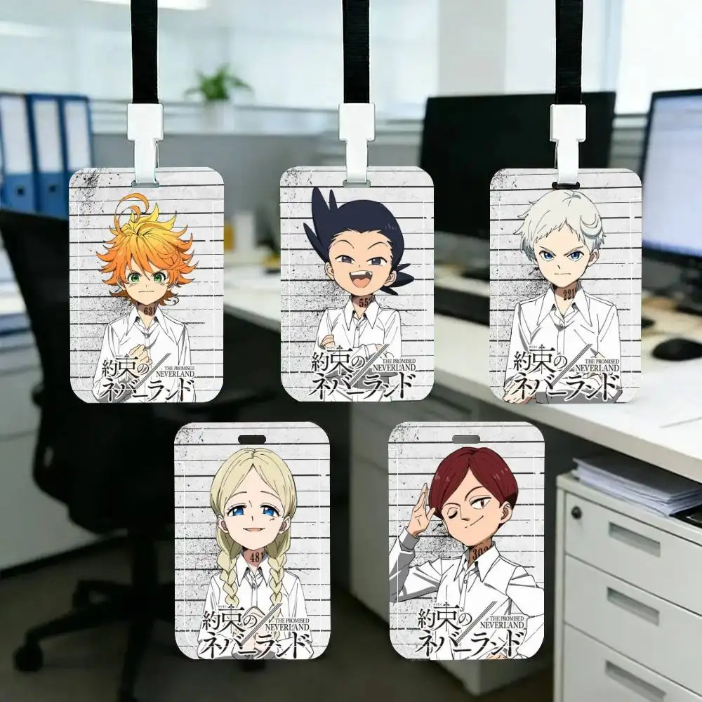 Porta Tarjetas de Identificación con Diseño de Anime The Promised Neverland, Correa para el Cuello, Colgante, Porta Credenciales, Llavero, Regalo