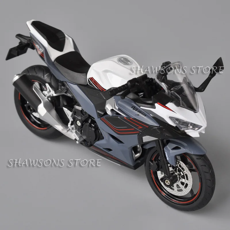 1:12 Scale Diecast Motorcycle Model Toys Kawasaki Ninja 400 Sport Bike Miniature Replica Sound Light