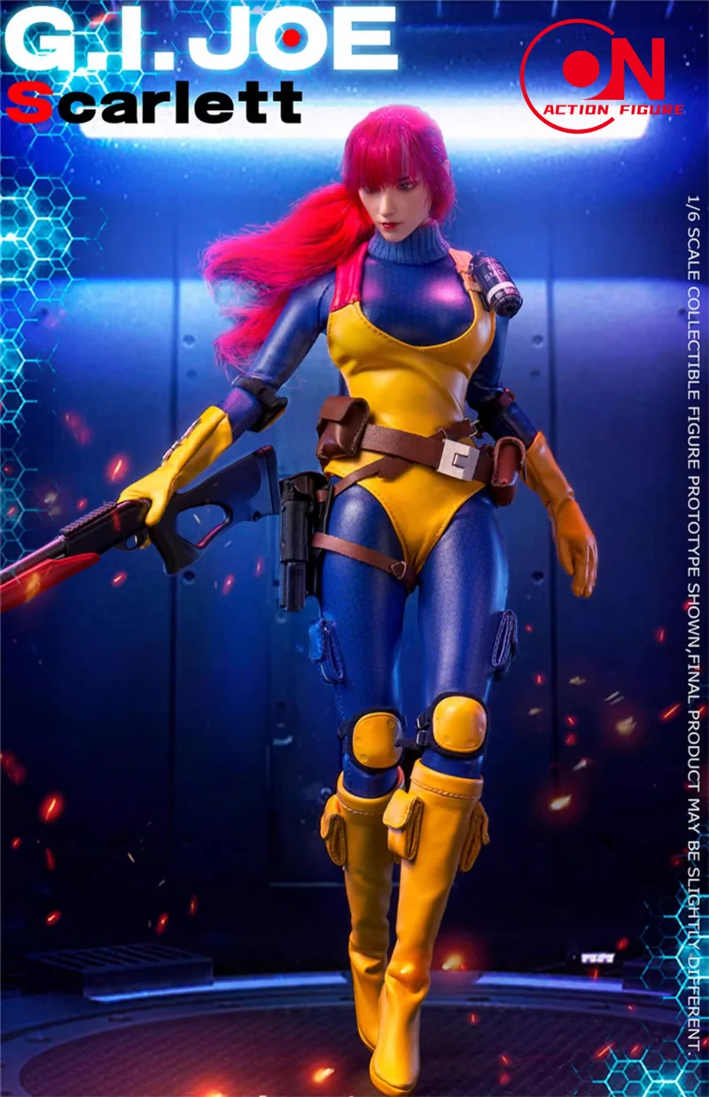 Bbk Bbk013 1/6 Women Soldier Gijoe Redhead Scarlett Blue Bodysuit Combat Suit Yellow Vest With Weapons12-inch Action Figure Body