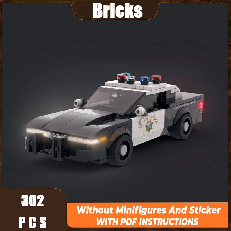 

New MOC Building Blocks Model City Luo Crown 1993 Police Interceptor - California Highway Patrol Children's Toy Gift DIYAssembly