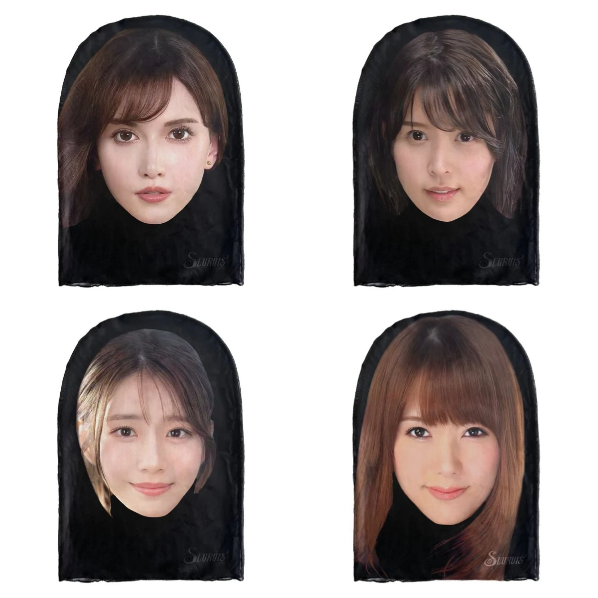 

3D-симуляция японского женского звездного лица, пародияного головного убора для косплея и смешной марлевой маски для выхода в прямом эфире.