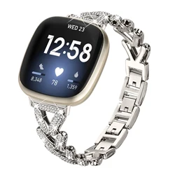 Bling Diamond Strap for Fitbit Versa 4/Versa 3 Metal Band Watchband for Fitbit  sense / sense2  Bracelet Accessories