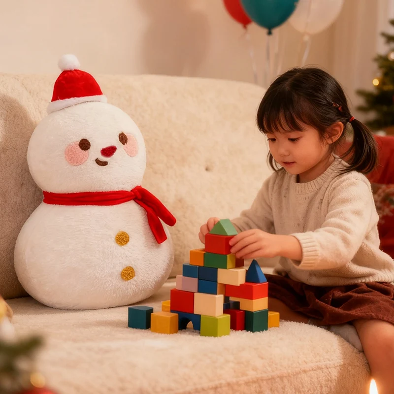 

40cm White Snowman Plush Pillow Stuffed Christmas Day Holiday Cushion Sofa Chair Decoration Gift