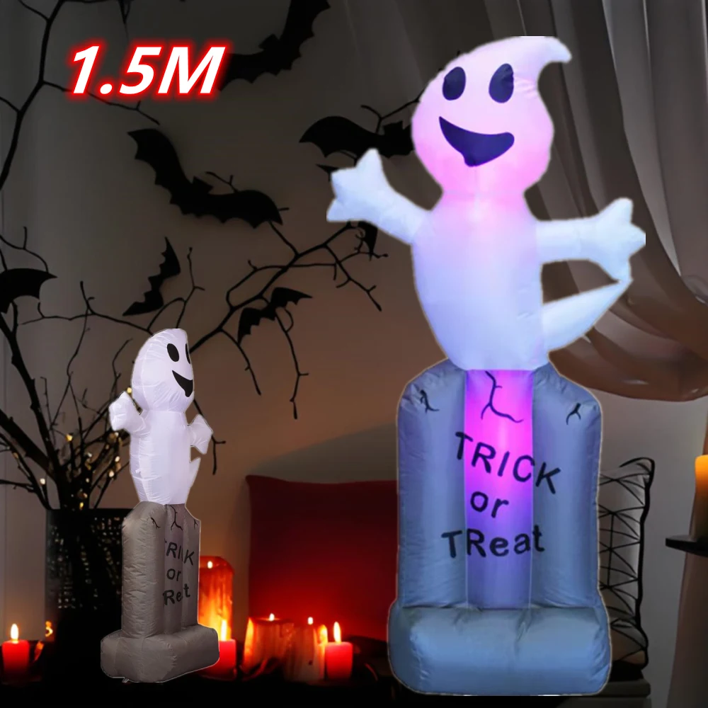 8FT Halloween Inflatables Decor Tombstone Ghost Pumpkin Skull With Led Outdoor Toys Holiday  DecorationsYard Party Blow Up