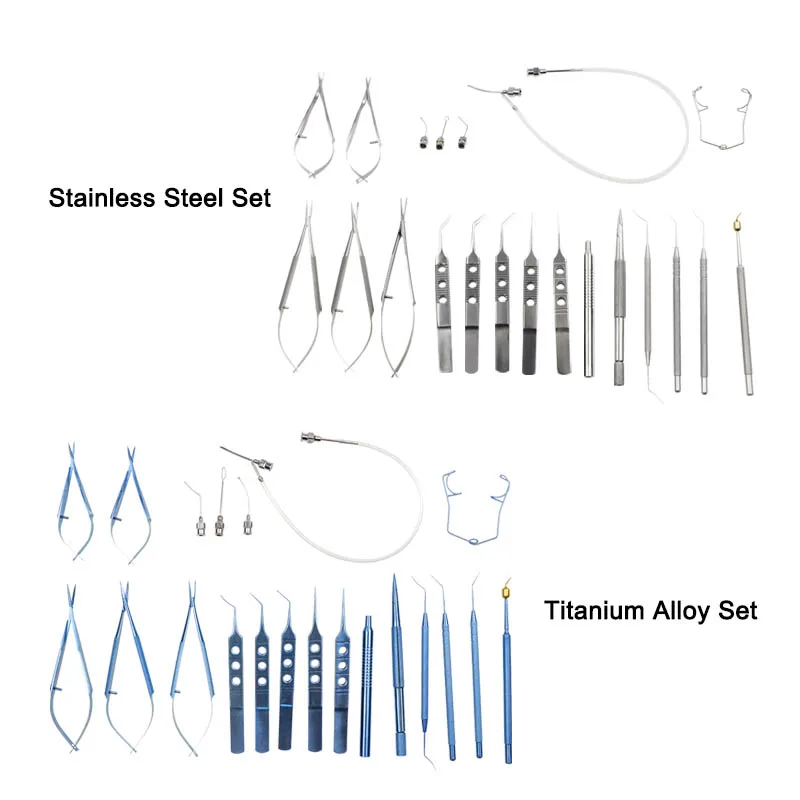 

21PCS Titanium Alloy Cataract Set Eye Scissor Ophthalmic Tweezer Tying Forceps Corneal Forceps Ophthalmic Instrument