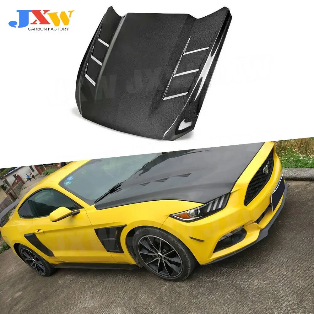 

Carbon Fiber Front Covers Bumper Engine Hood Bonnet Decoration Trims For Ford Mustang Coupe Convertible 2 Door 2015-2017