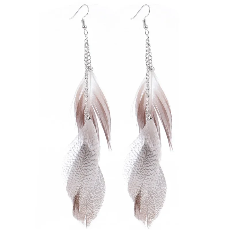 Colorful Feather Earrings Tassel Dangle Long Earrings For Women Brincos Bijoux Jewelry Wedding Earrings Bride Jewelry