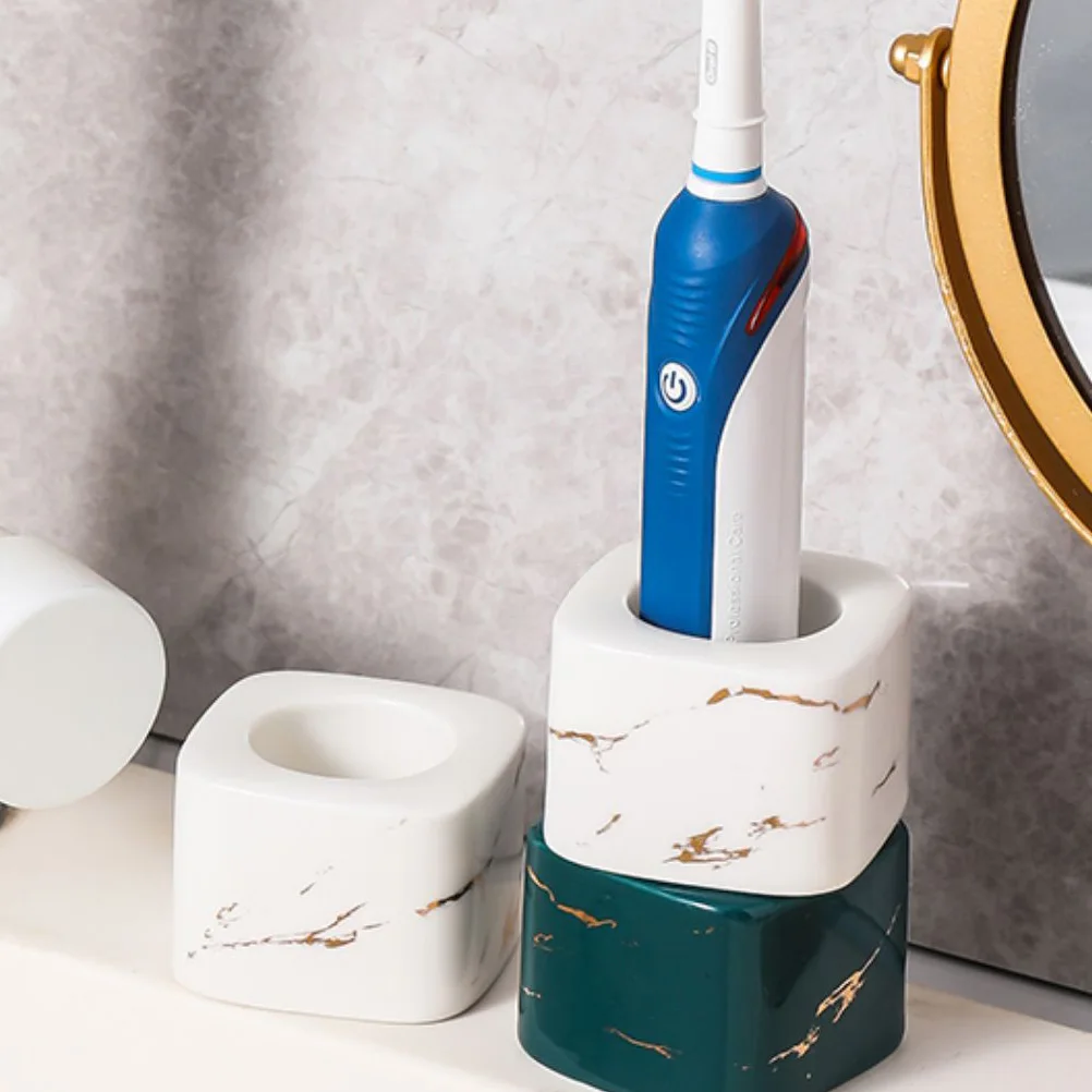 

Electric Toothbrush Holder Ceramic Base Simple Toothbrush Stand for Bathroom Countertop Washstand Storage Solution