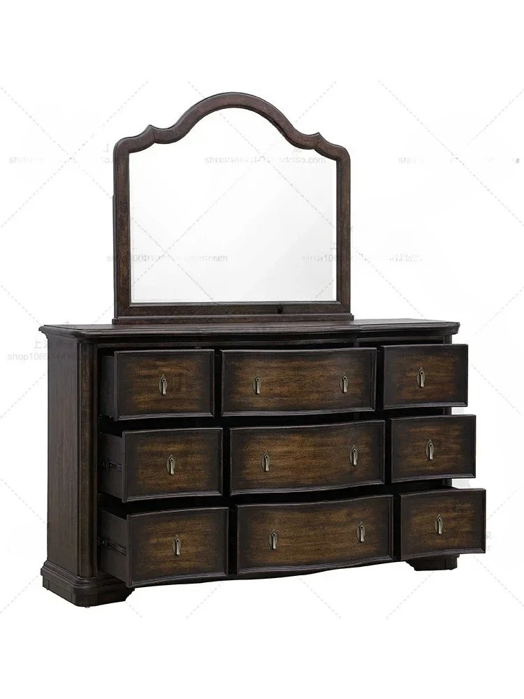 X188 Американский деревенский антикварный комод из цельного дерева для гостиной, виллы, шкаф для сувениров, шкафчик для маленькой квартиры, ретро шкаф