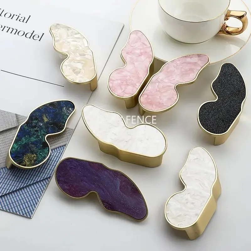 1 Set of Metal+Acrylic Butterfly Handle, French Butterfly Cabinet Handle, Cabinet/Shoe Cabinet Handle, Hardware Accessories