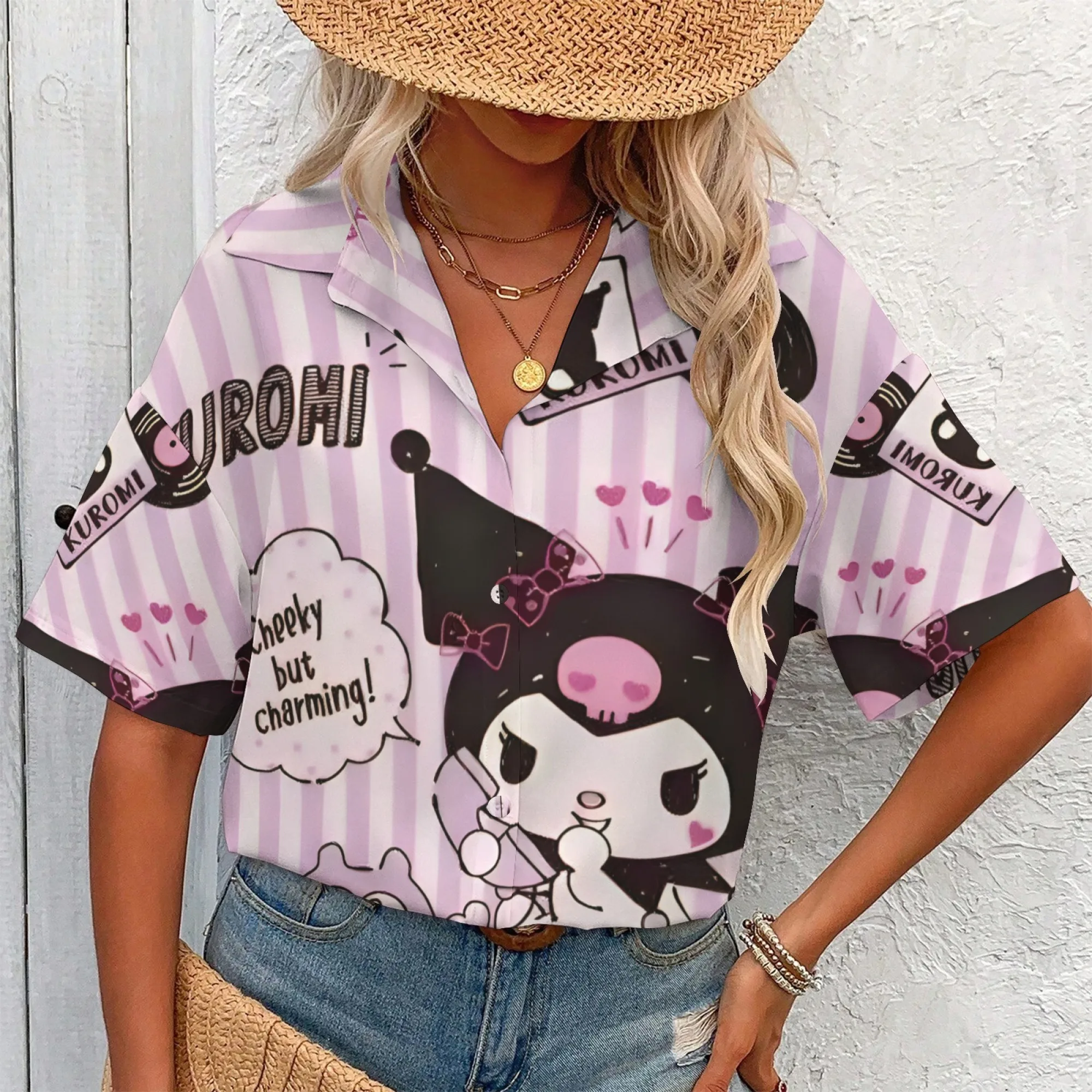 الملابس الكورية الشعبية Kuromi قميص رسالة المرأة تي شيرت ملابس امرأة تي شيرت للنساء مراجعات الكورية العديد من ملابس الفتيات