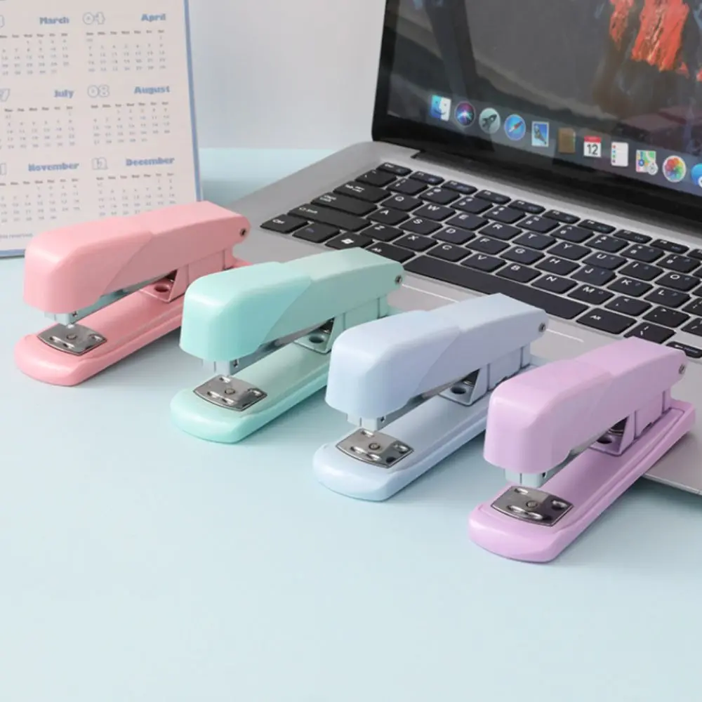 Macaron Color Labor-Saving Stapler Multi-function Large Size Paper Stapling Machine Simple Portable School Supplies