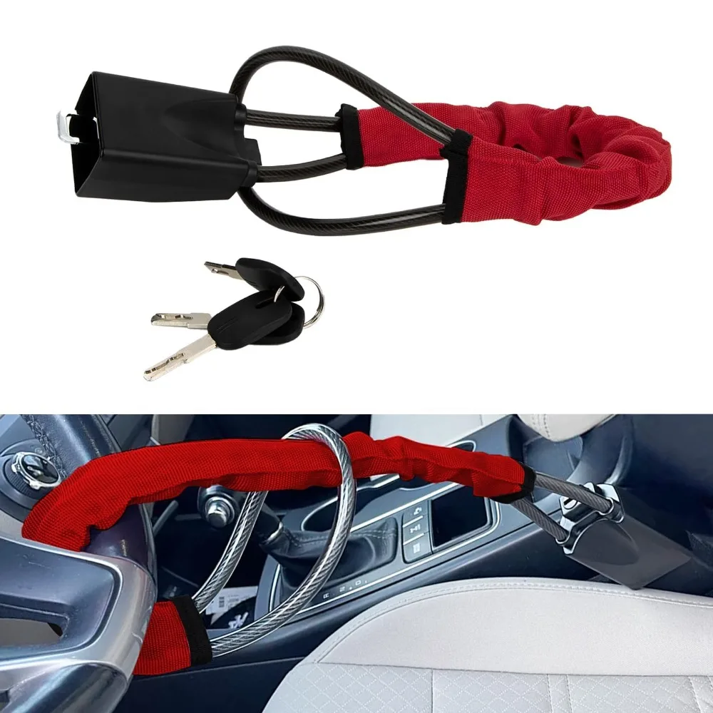 

17-дюймовый компактный замок на руль, противоугонный замок для ремня безопасности, подходит для перчаточного ящика, универсальный для автомобиля, внедорожника, грузовика, аксессуар для автобезопасности