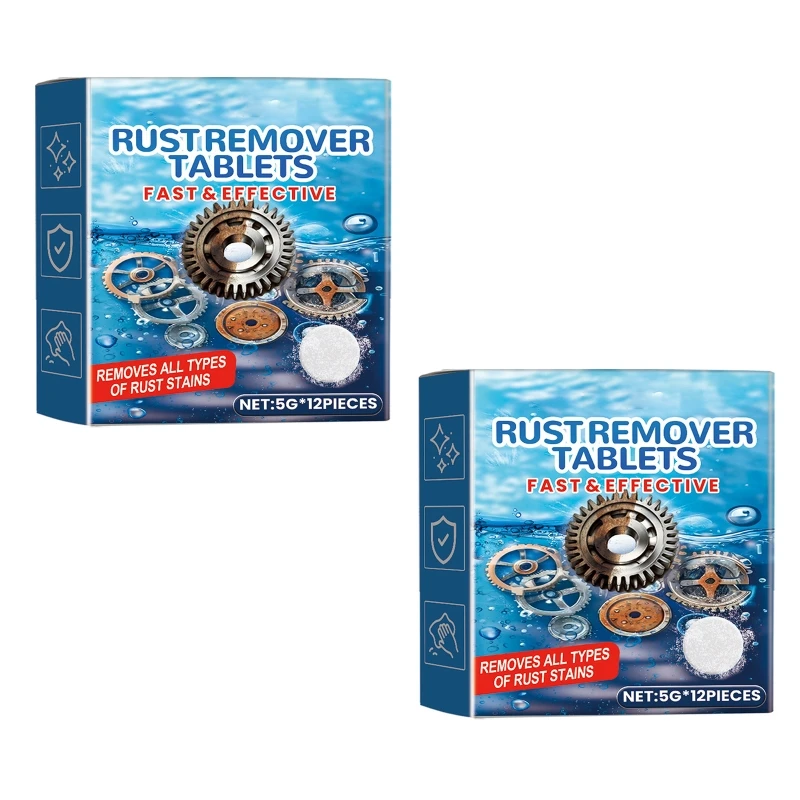 Rust Remove Cleaning Tablets Multiple Purpose (12pcs) Effective for Metal, Ceramic, Glass Rust and Stain Removal