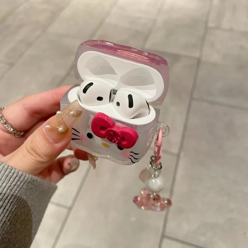 

Hello Kitty Protective Case for Apple AirPods 1 2 3 4 Bluetooth Earphone Case, Suitable for AirPods Pro 2 Case, with Keychain