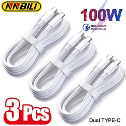 NNBILI 3Pcs Universal 100W Fast Charger USB C To Type C Quick Charging Cable Data Wire Cord For Samsung HUAWEI Xiaomi USBC Cabl