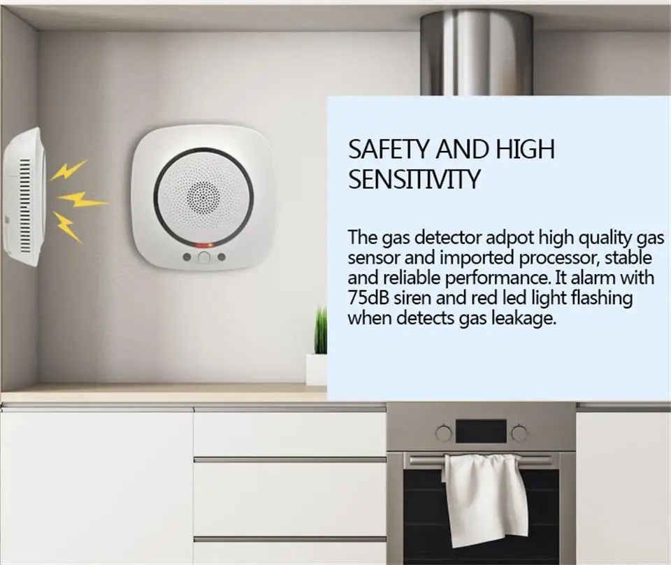 Smart Life Gas detektor Tuya Wireless Küche LPG Erdgas lecks ensor Smart life App Steuerung Arbeit mit Alexa Google Assistant – Detail 3