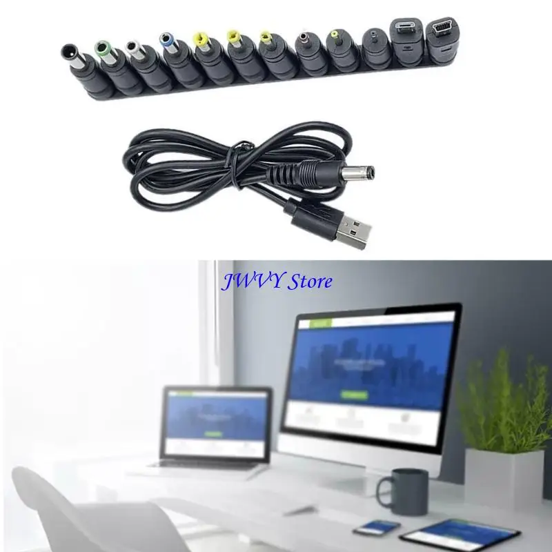 

573A 1 комплект USB-кабеля для зарядки 5,5x2,1 мм, 5 В, шнура с 12 адаптерами для динамика