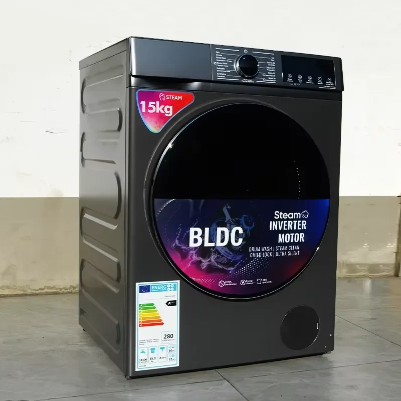 15kg Front Load Washer Dryer Combo Stainless Steel Inverter Motor 1400RPM Auto Single Tub Washing Machine Energy Saving