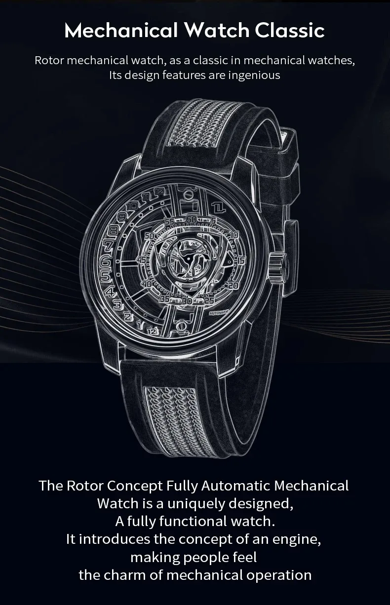 Автоматические Мужские часы OBLVLO, роскошные механические наручные часы 42 мм, светящиеся водонепроницаемые сапфировые уникальные модные дизайнерские часы с роторным циферблатом