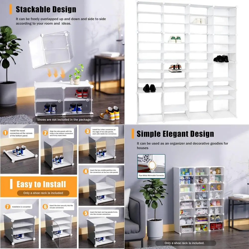 

12-Tier White Shoe Rack: 92-Pair Storage Organizer, Modern Design