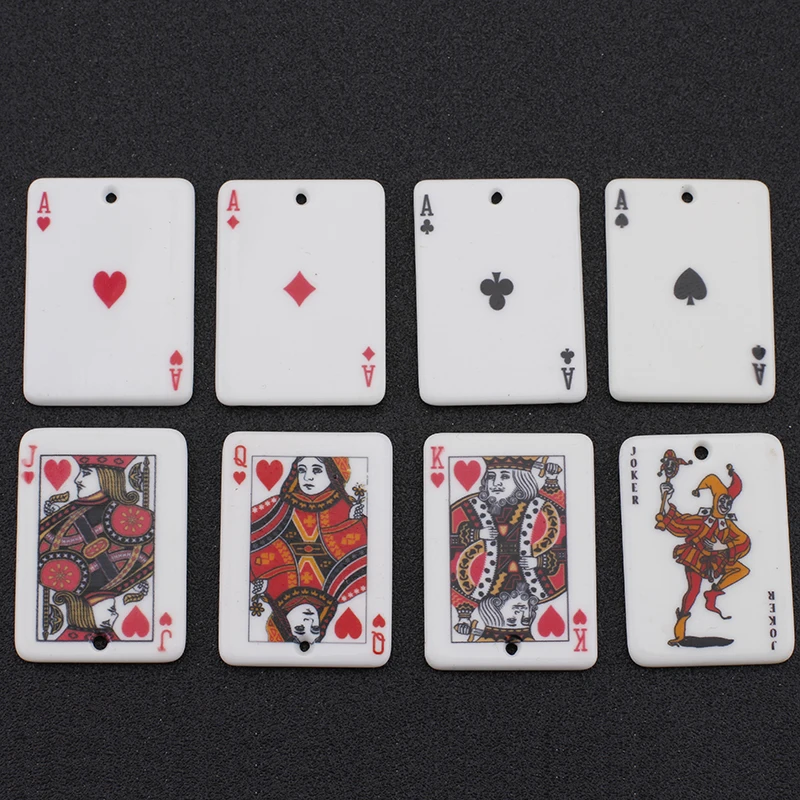 8pcs Poker Cards Charms Jack Queen King Ace Joker Acrylic Pendants for Earring Necklace Keychain Diy Jewelry Making Accessories