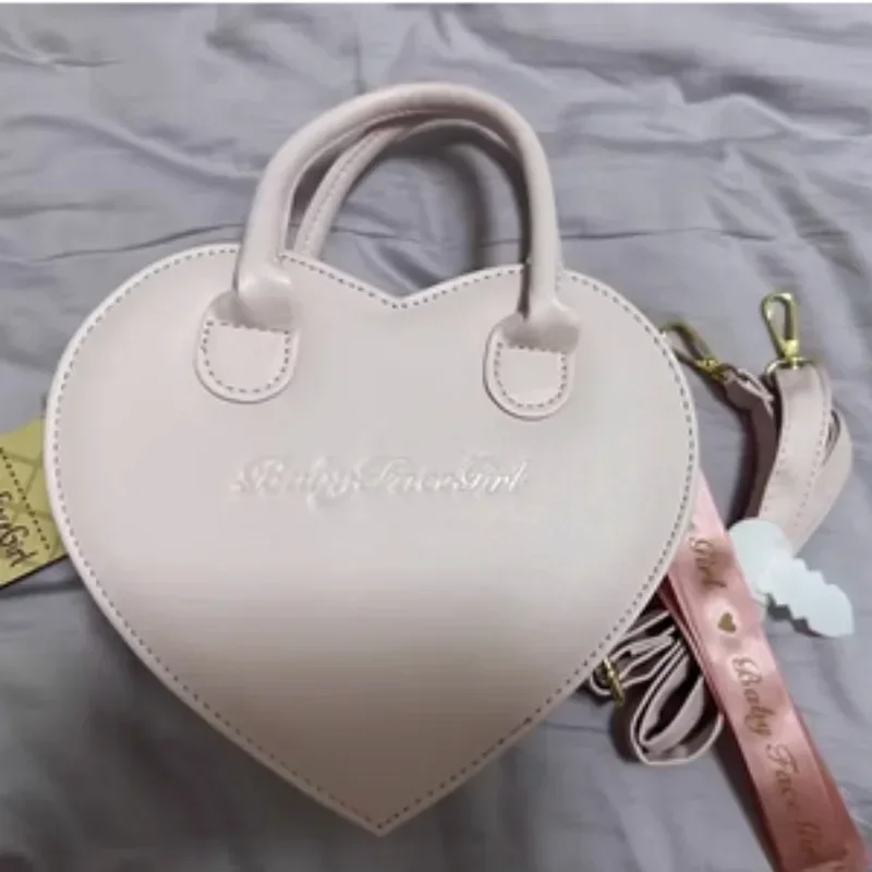 Sweet Teenage Girls Heart Bag Elegant Ribbons PU Lolita Bag Candy Color JK Uniform Crossbody Bag Large Capacity Shoulder Bag