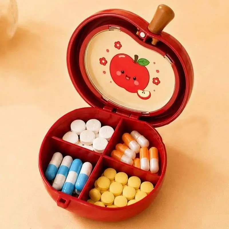 4-Fächer Kleine Tragbare Reise-Vitamin-Pillendose Pillenbehälter Organizer 7-Tage-Gitter Medikamenten- und Fischöl-Aufbewahrung – Detail 6