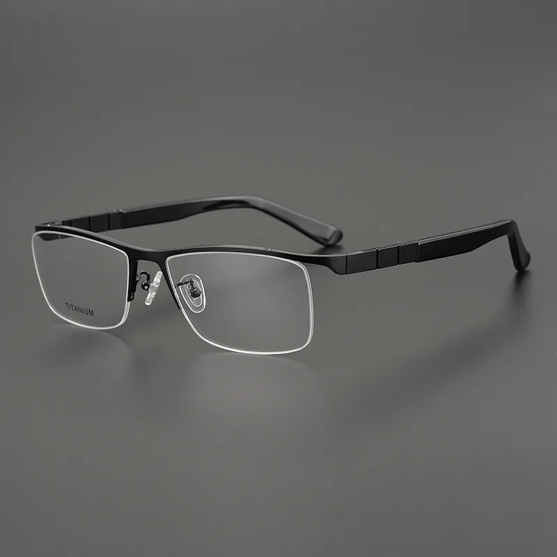 New Vintage Titanium Acetate Semi-Rimless Glasses Frames Ultra-Light Flexible Business Men Optical Prescription Eyeglasses Frame