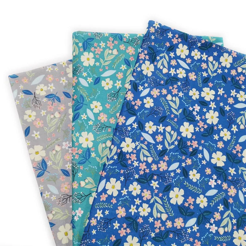 160x50cm Floral Summer Poplin Cotton Sewing Fabric DIY Children's Wear Cloth Make Baby Dress Decoration Home 180g/m