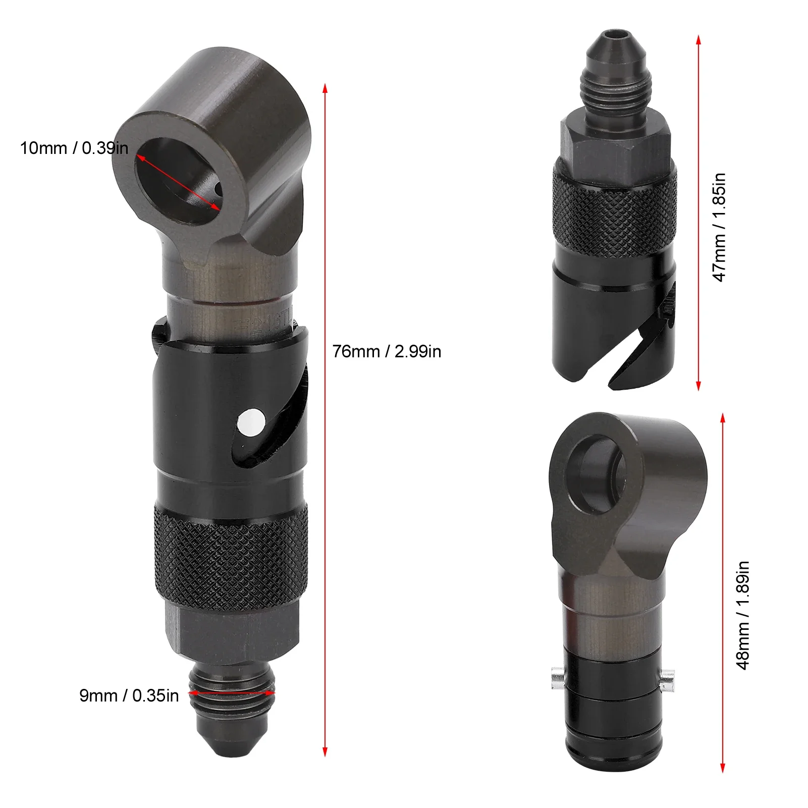 Raccord de conduite de frein universel incurvé, dégagement rapide, adaptateur allergique, tuyau d'huile et de carburant, scanner, noir