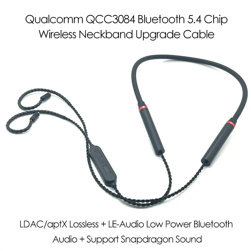 Newest Bluetooth 5.4 Wireless HiFi Sports Headphone Cable Neckband LDAC Long Battery Low Delay QCC3084 AAC for KZ EDX Pro ZSN VX