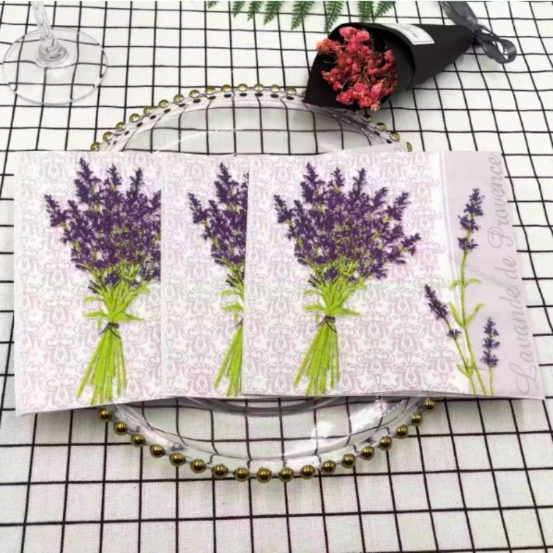 Servilletas de colores con estampado de lavanda púrpura para Hotel, cafetería, fiesta de boda, lápiz labial, personalizables y al por mayor, Grado