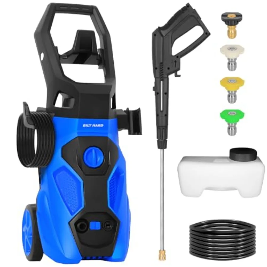 

Электрическая мойка высокого давления 1.76 GPM 2300 PSI с мощным двигателем, насадкой из нержавеющей стали, 4 распылительными насадками, встроенным баком для моющего средства, шланг 20 футов