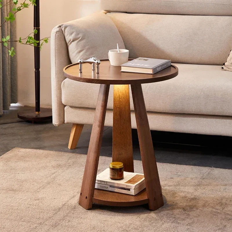 Nordic Simple Sofa Side Several Family Living Room Double Small Round Table Solid Wood Movable Bedroom Small Coffee Table