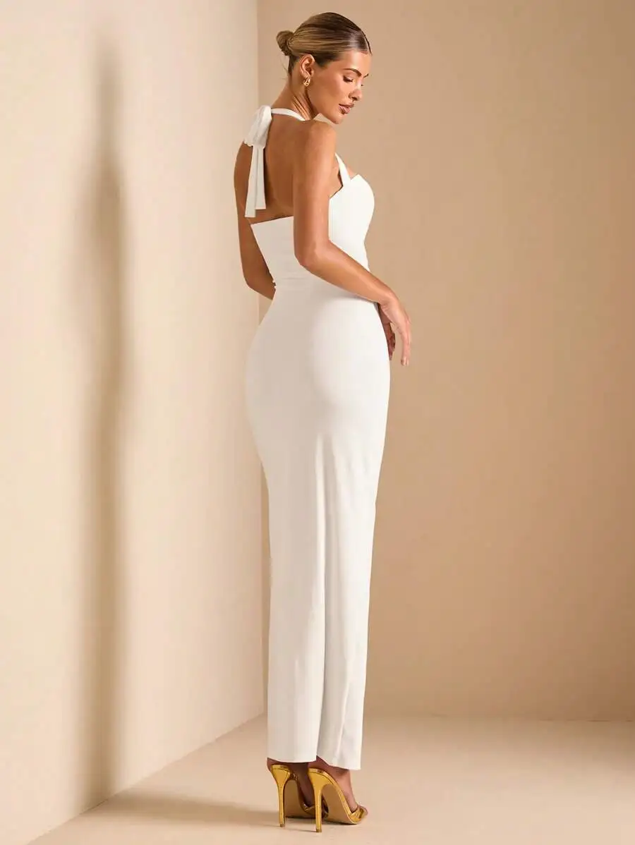 White Cut Out Halter Neck Fitt - Maxi Dress Halter recensie en prijs