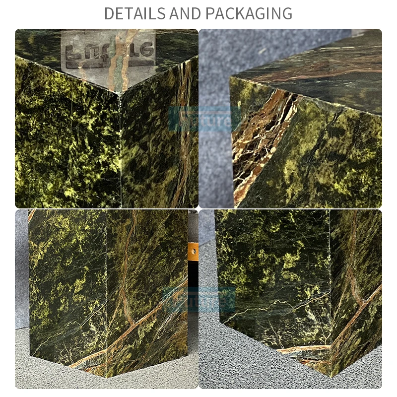 Cube Coffee Table Low Plinth Marble Living Room Luxury Natural Customized Calacatta Black Green Console Table Side Table