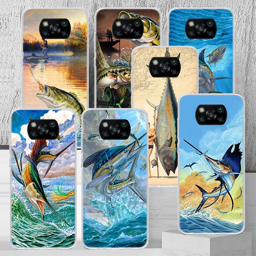 Offshore Angling Fishing Fish Rod Phone Case Cover For Xiaomi Poco X3 Nfc X4 GT X5 Pro M5S M3 M4 M2 F3 F2 F1 Note 10 A3 A2 Lite