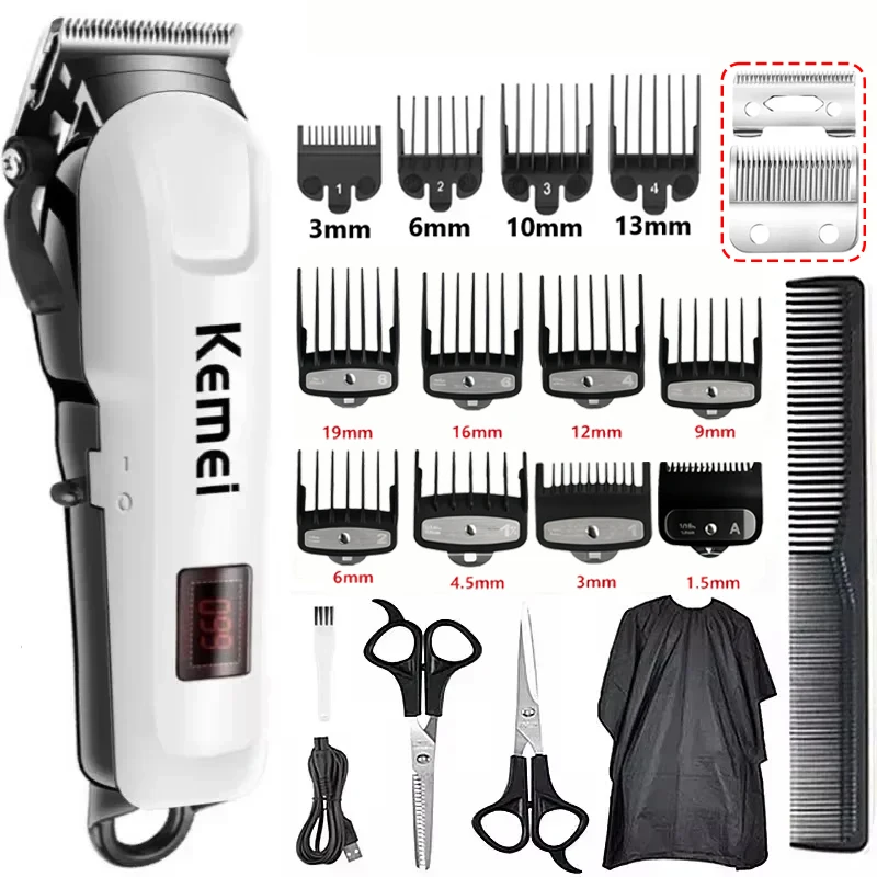 Kemei Hair Cutting Machine Electric Hair Clipper Cordless Trimmer For Men Shaving Machine Rechargeable Hair Cut Barber KM-809A