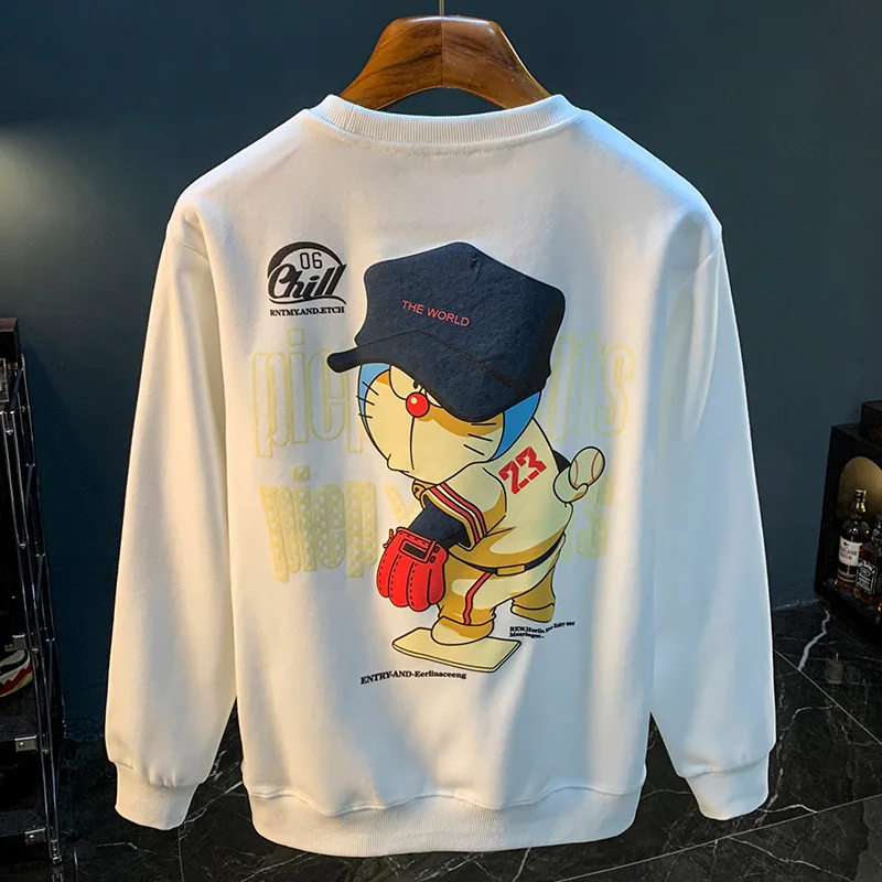 

Cartoon printed hoodie men's autumn 2024 new trend street loose and versatile long sleeved shirt round neck pullover Sweater