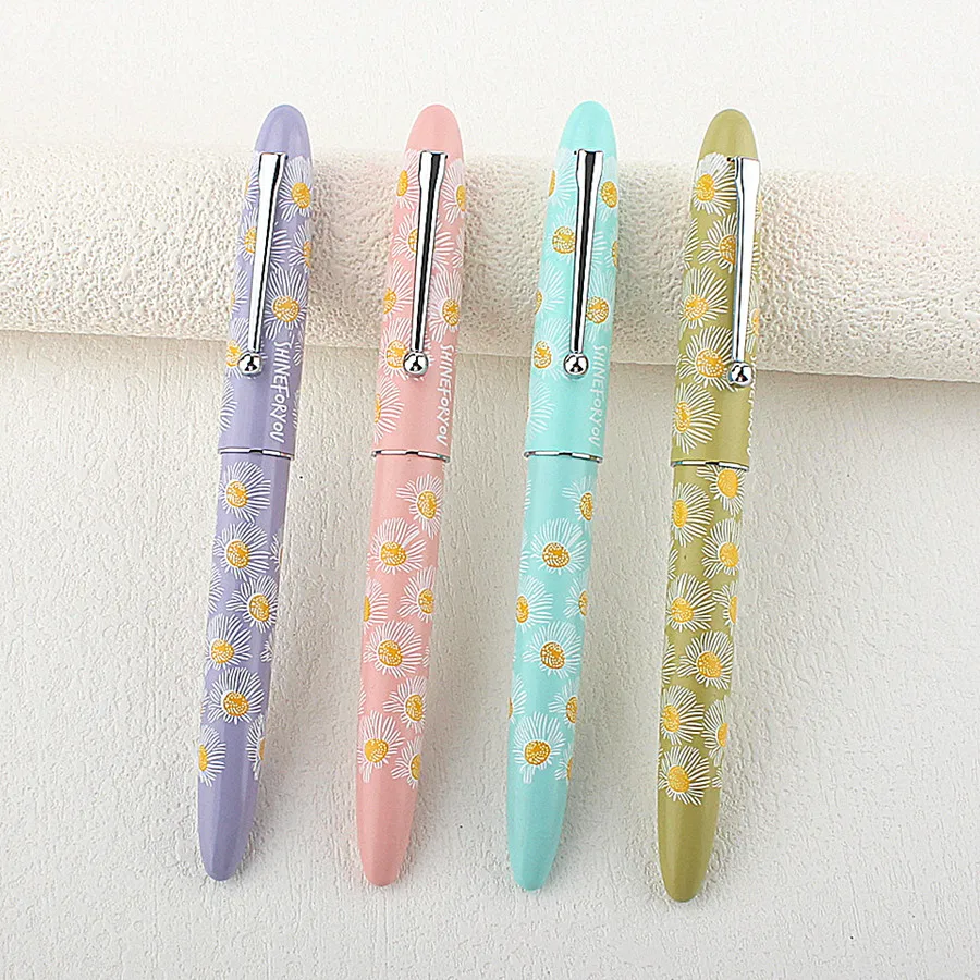 

YONGSHENG 3638 Plain Nib Fountain Pen for Business Writing & Student Calligraphy Practice Tool F Nib Sunflower Design Gift Pen