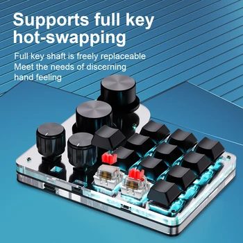 Programming custom macro keyboard 12 keys 4 knobs BT RGB/2.4G mechanical keyboard Hot-swap gaming keypad for Photoshop