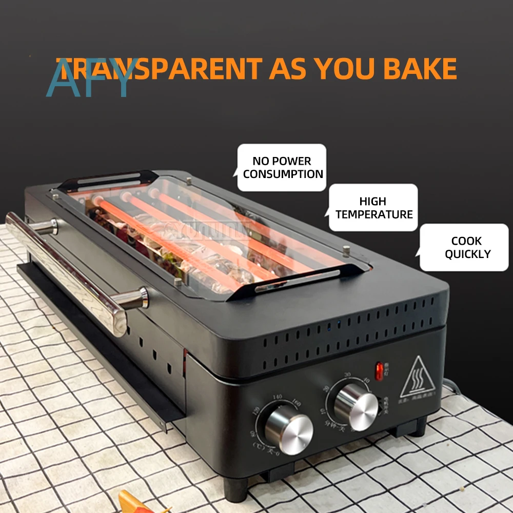 Automatic Smokeless Barbecue Grill Electric Meat Rotating Machine for Indoor Cooking Outdoor Camping Portable BBQ Grill