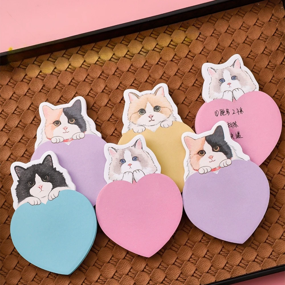 30sheets Cartoon Alien Cat Sticky Notes Student Creative Message Memo Notes Book Expansion Handbook Material Stickers